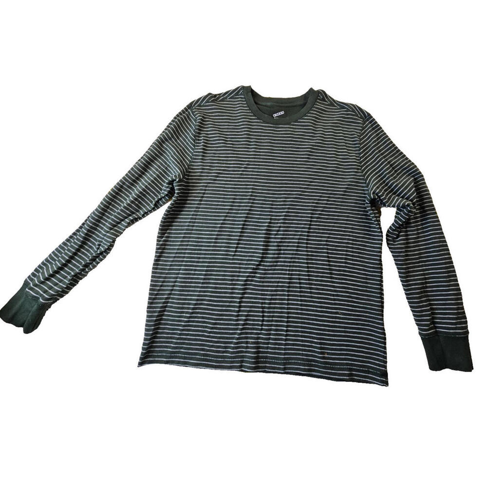 Womens XL Decoded Long Sleeve Striped Ribbed Green White Crewneck Shirt